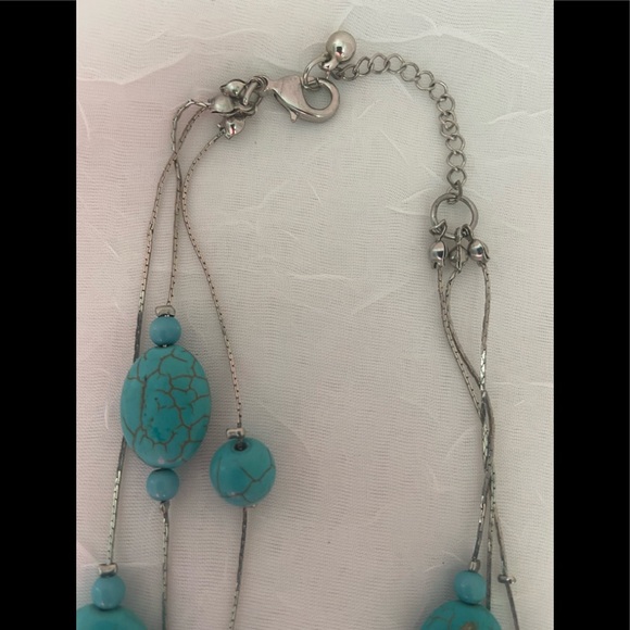 Blue aqua Costume stone Jewelry 3 tier 11.5” - Picture 5 of 10
